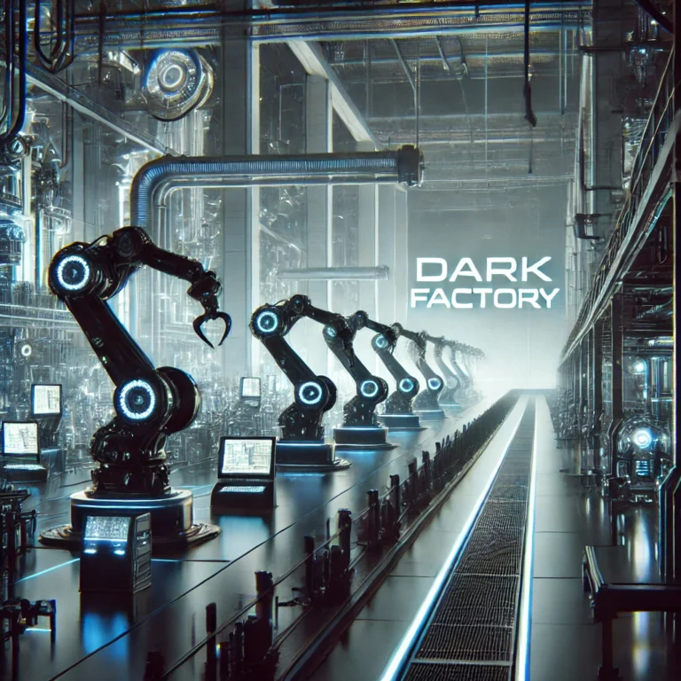 DALL·E 2025-03-17 11.11.36 - A futuristic factory with robots and automated machines working, without any human presence